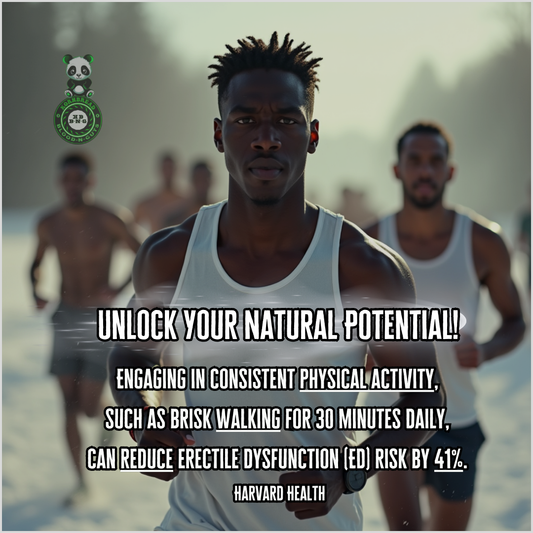 Engaging in consistent physical activity, such as brisk walking for 30 minutes daily, can reduce erectile dysfunction (ED) risk by 41%. Harvard Health