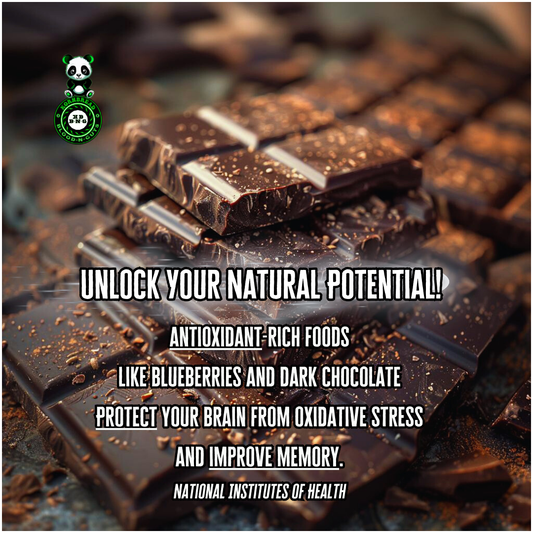 Antioxidant-rich foods like blueberries and dark chocolate protect your brain from oxidative stress and improve memory. (National Institutes of Health)