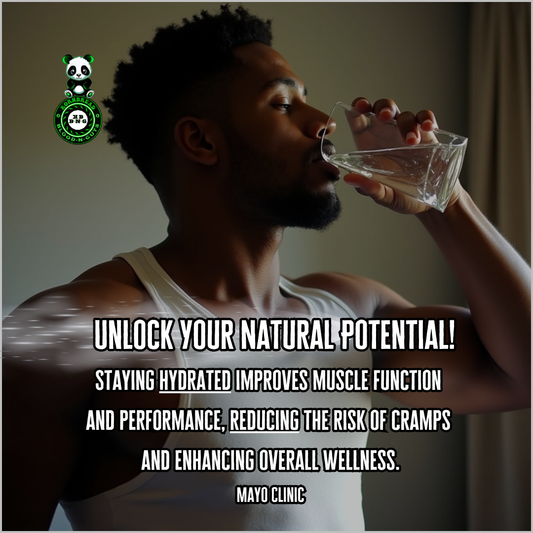 Staying hydrated improves muscle function and performance, reducing the risk of cramps and enhancing overall wellness. (Mayo Clinic)