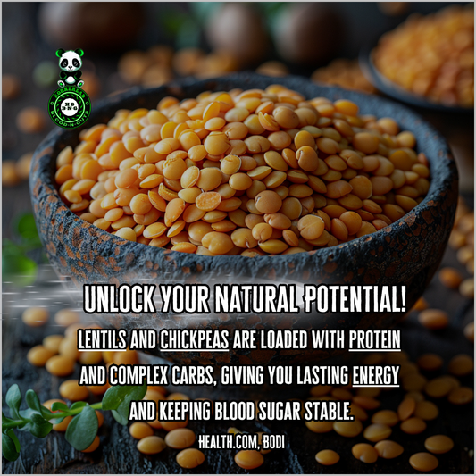 Lentils and chickpeas are loaded with protein and complex carbs, giving you lasting energy and keeping blood sugar stable. (Health.com, BODi)