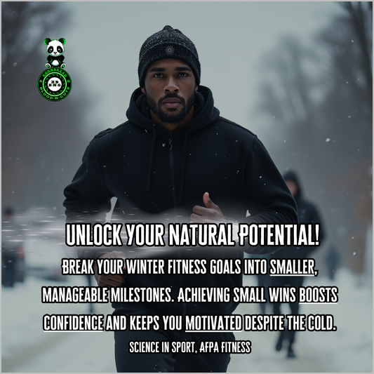 Break your winter fitness goals into smaller, manageable milestones. Achieving small wins boosts confidence and keeps you motivated despite the cold. Science in Sport, AFPA Fitness
