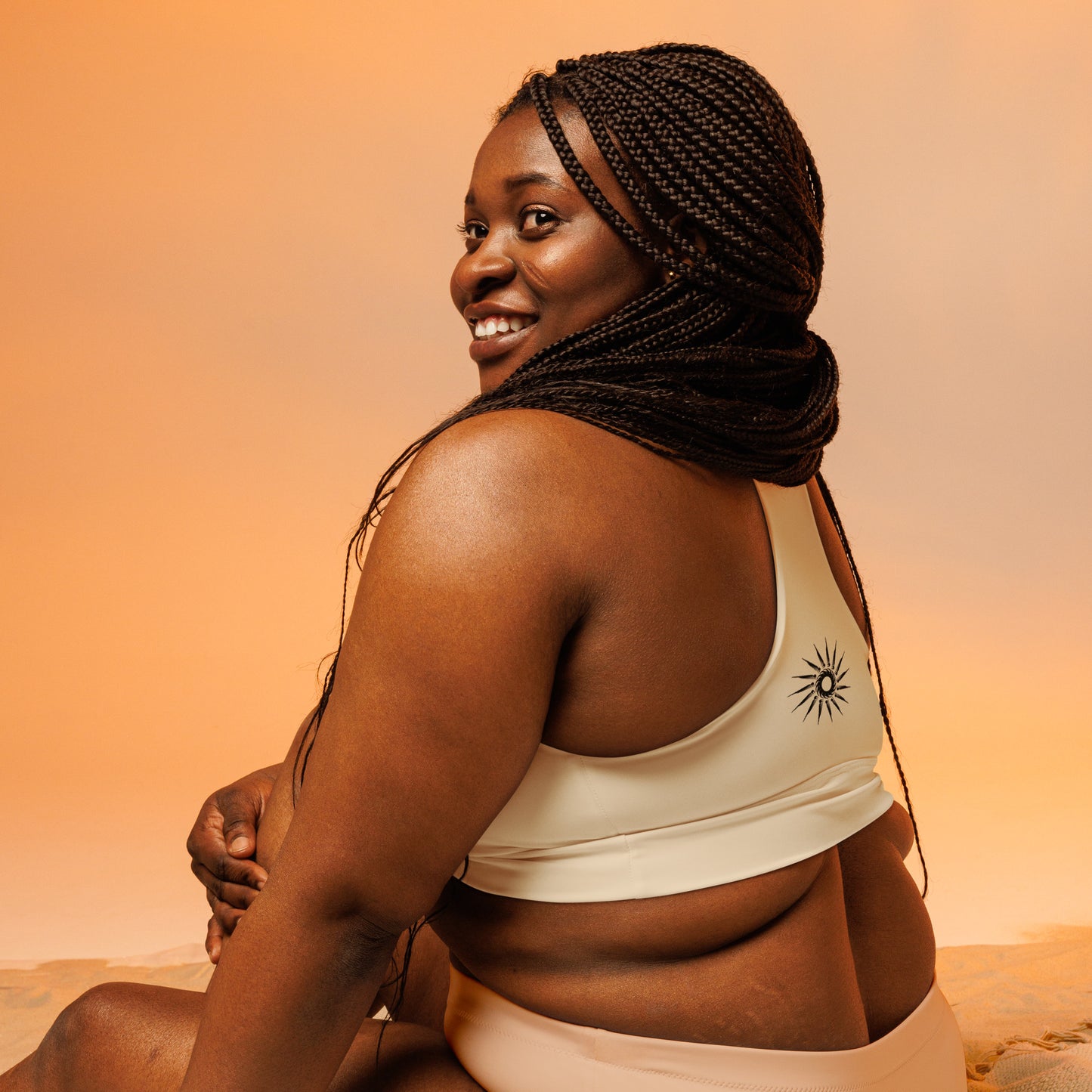 "Dark Sun" Longline Sports Bra (Latte)