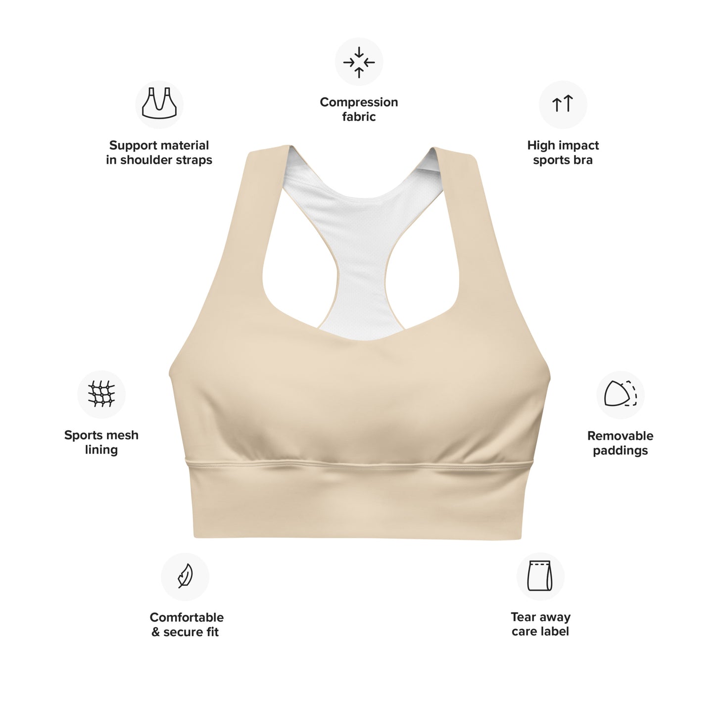 "Dark Sun" Longline Sports Bra (Latte)
