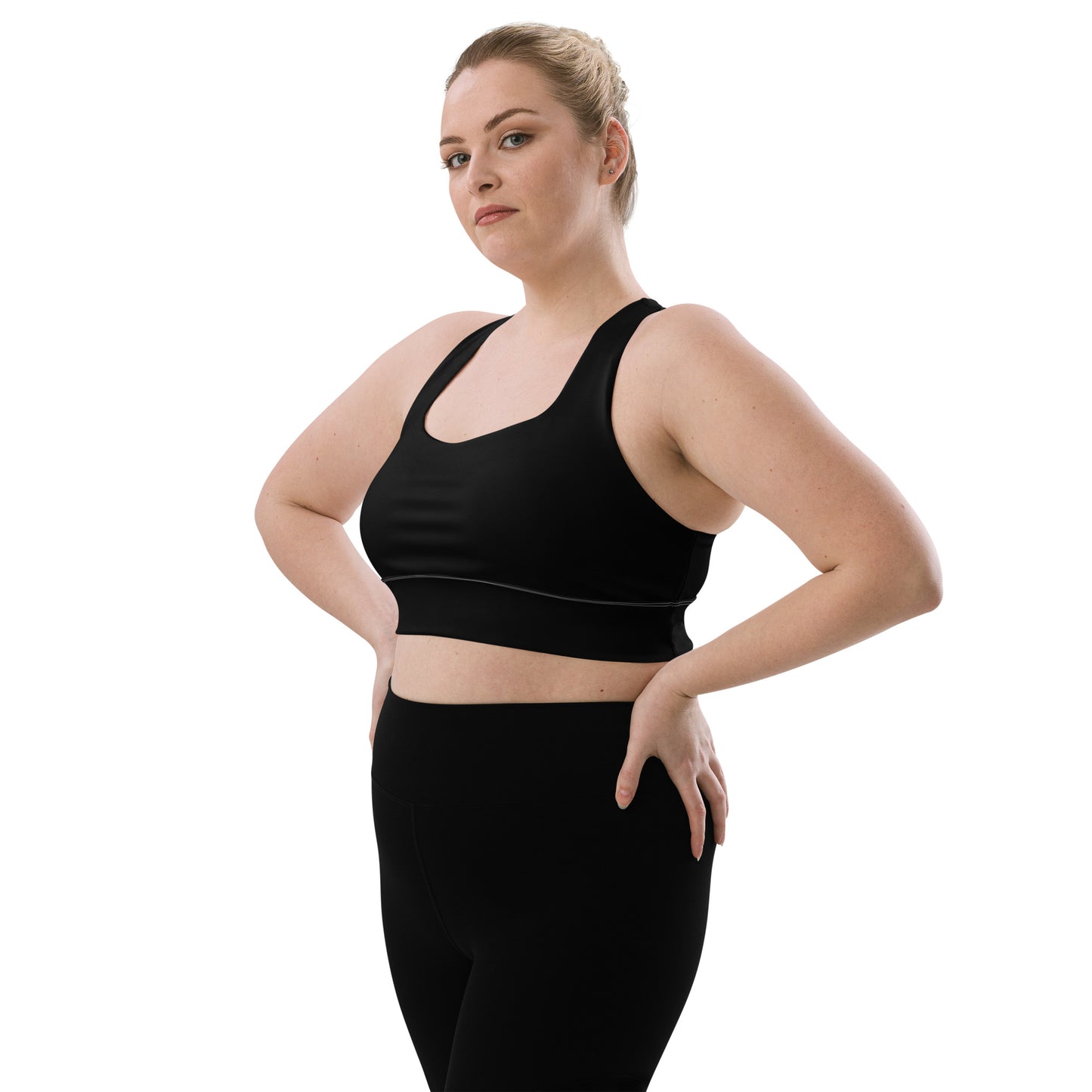 "Bright Sun" Longline Sports Bra (Black)