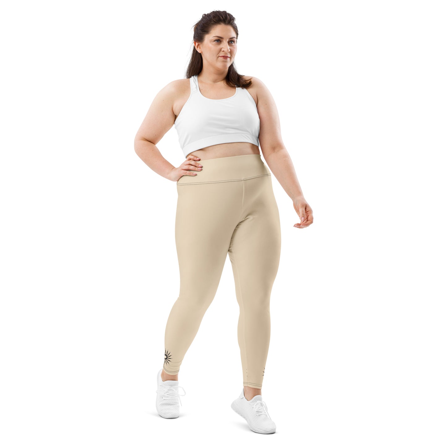 "Dark Sun" Plus Size Leggings (Latte)