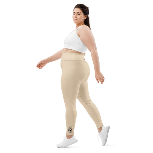 "Dark Sun" Plus Size Leggings (Latte)
