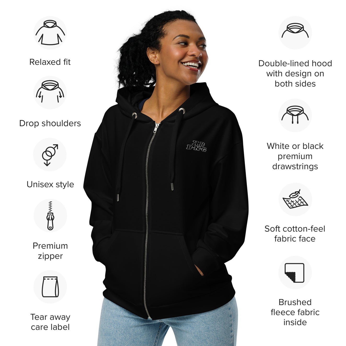 KBBNG Panda Zip Hoodie (Relaxed)