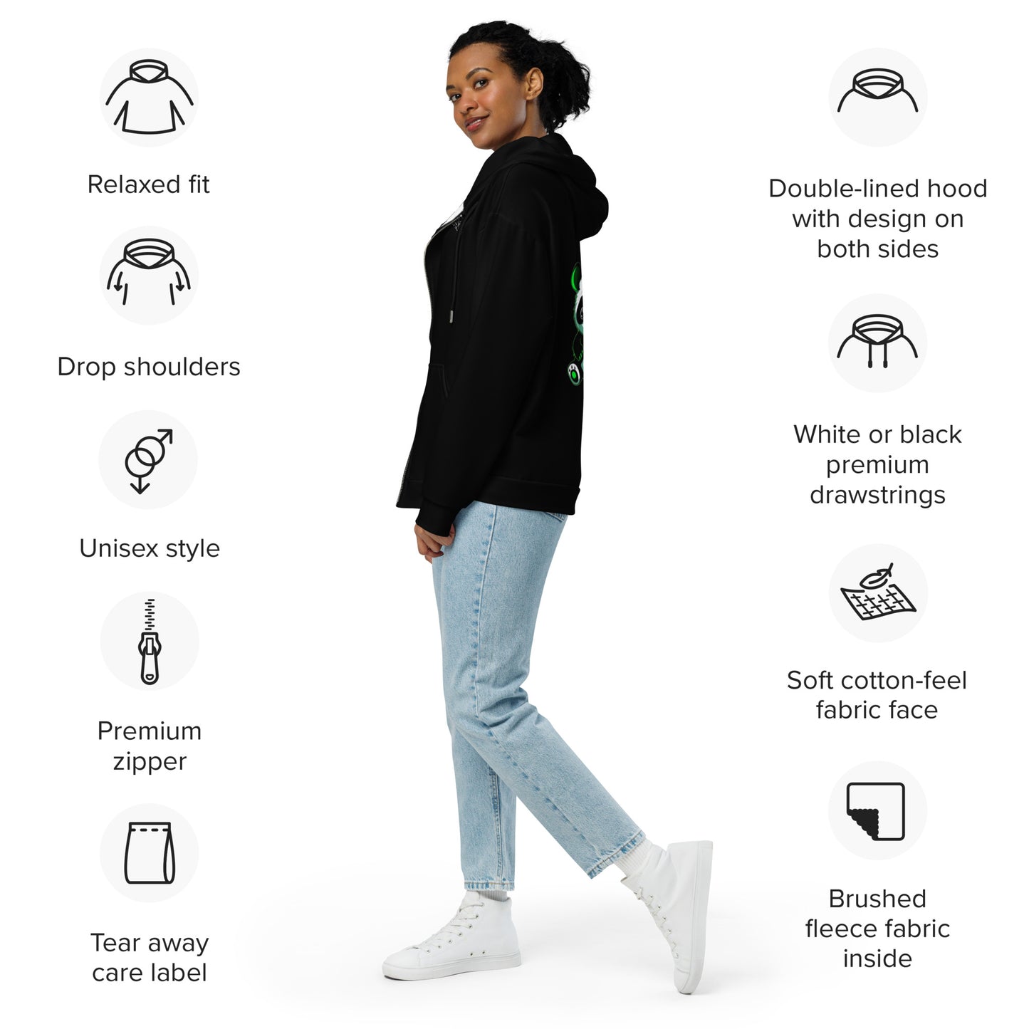 KBBNG Panda Zip Hoodie (Relaxed)
