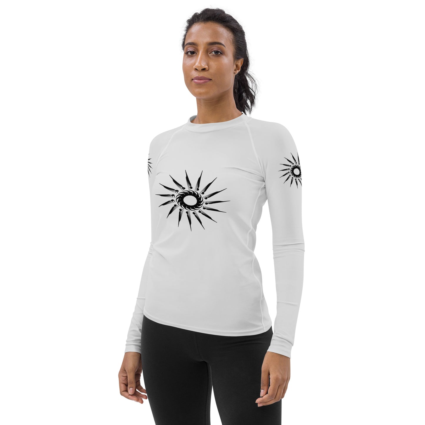 "Dark Sun" Women's Rash Guard (Light Grey)