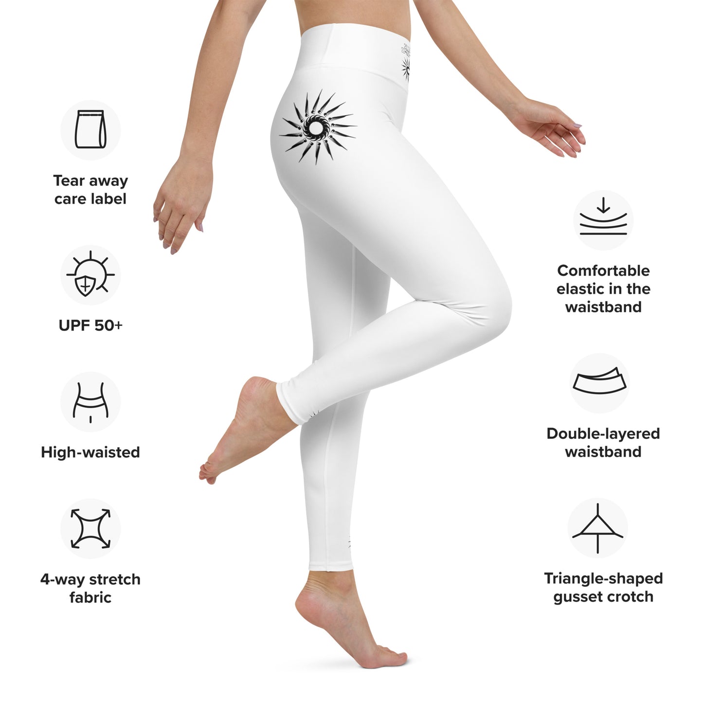 "Dark Sun" Yoga Leggings (White)