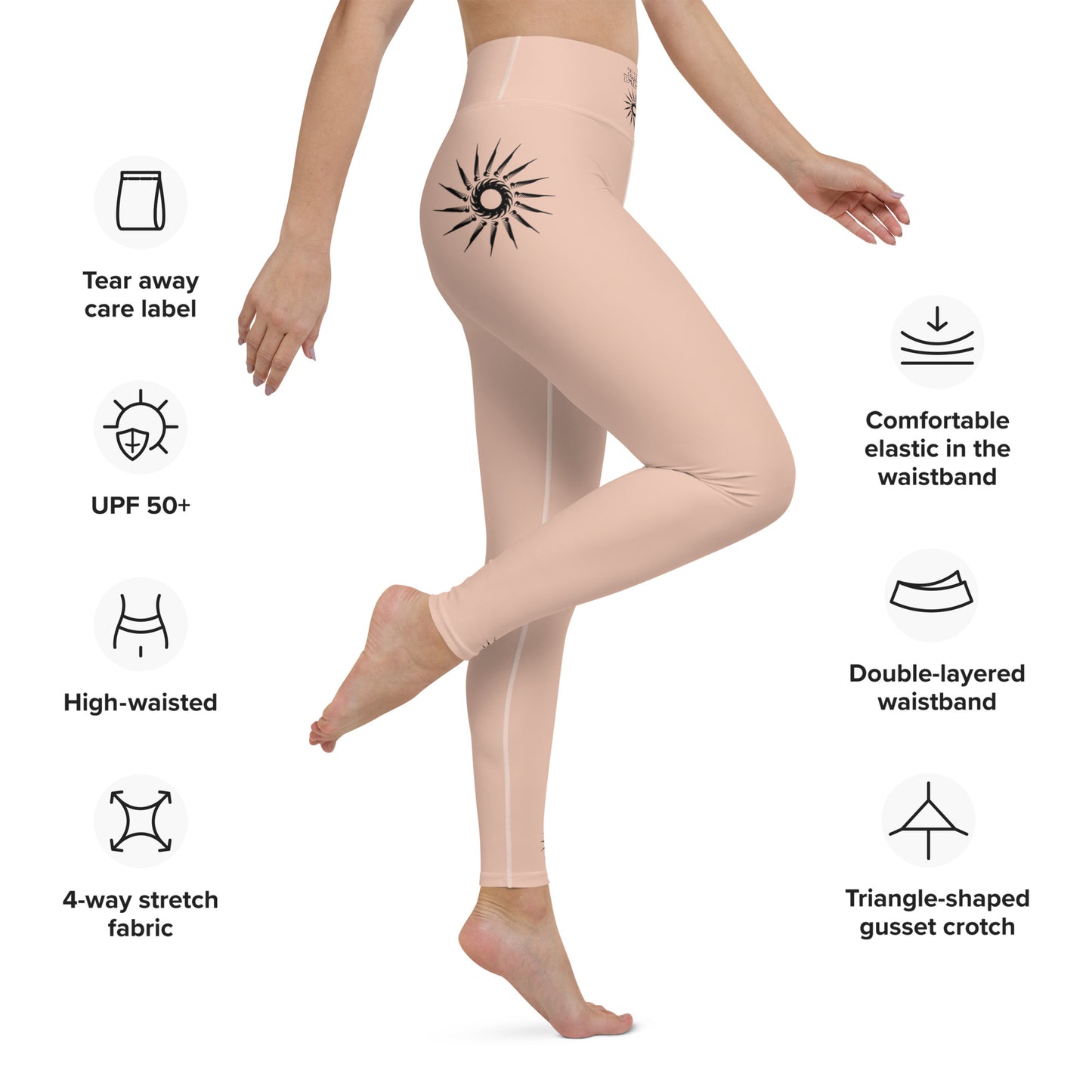 "Dark Sun" Yoga Leggings (Peach)