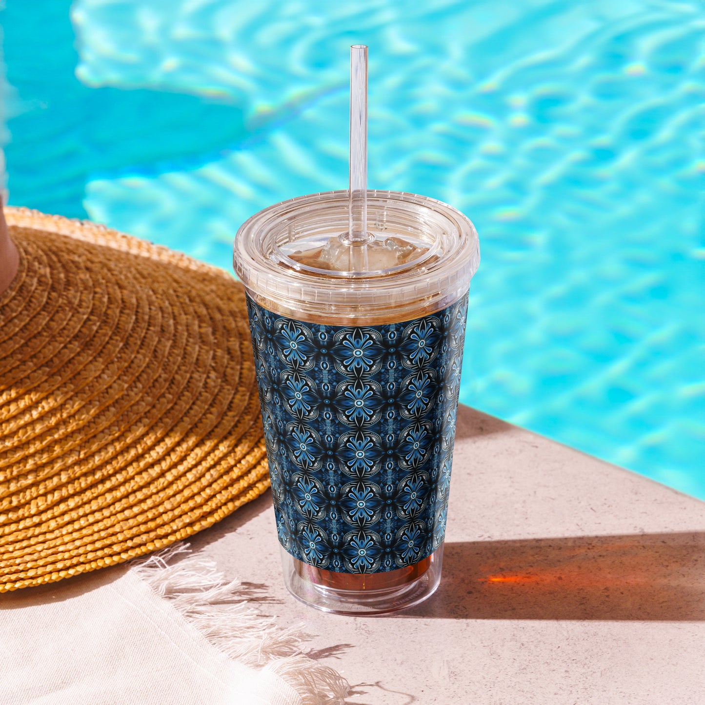 Hyperbolic Blue Clear Plastic Tumbler