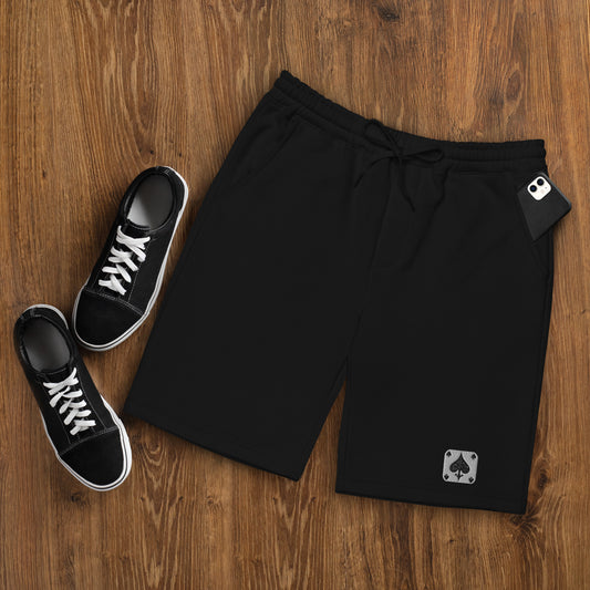 Spades Men's Embroidered Fleece Shorts (Right Leg)