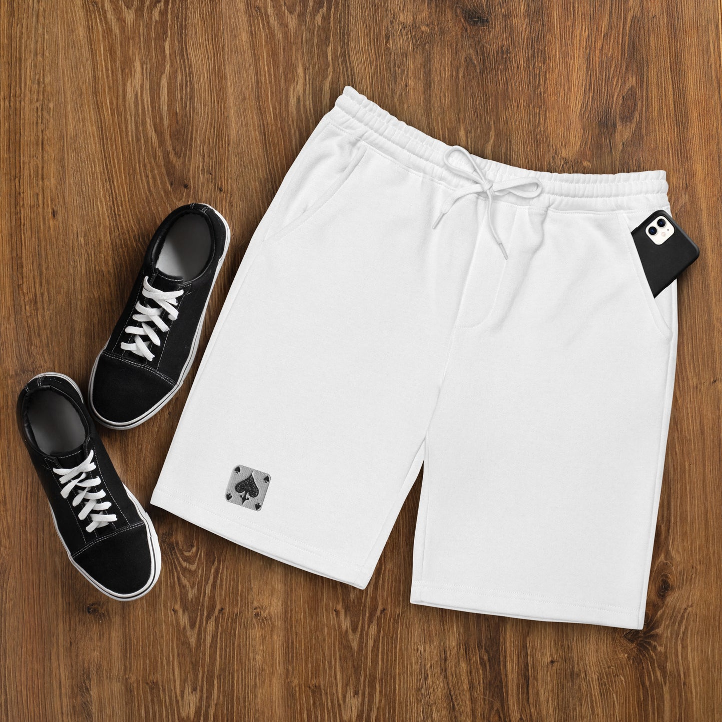 Spades Men's Embroidered Fleece Shorts (Left Leg)