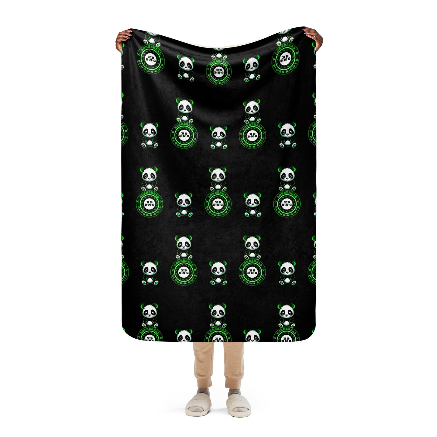 KBBNG Panda Sherpa Blanket