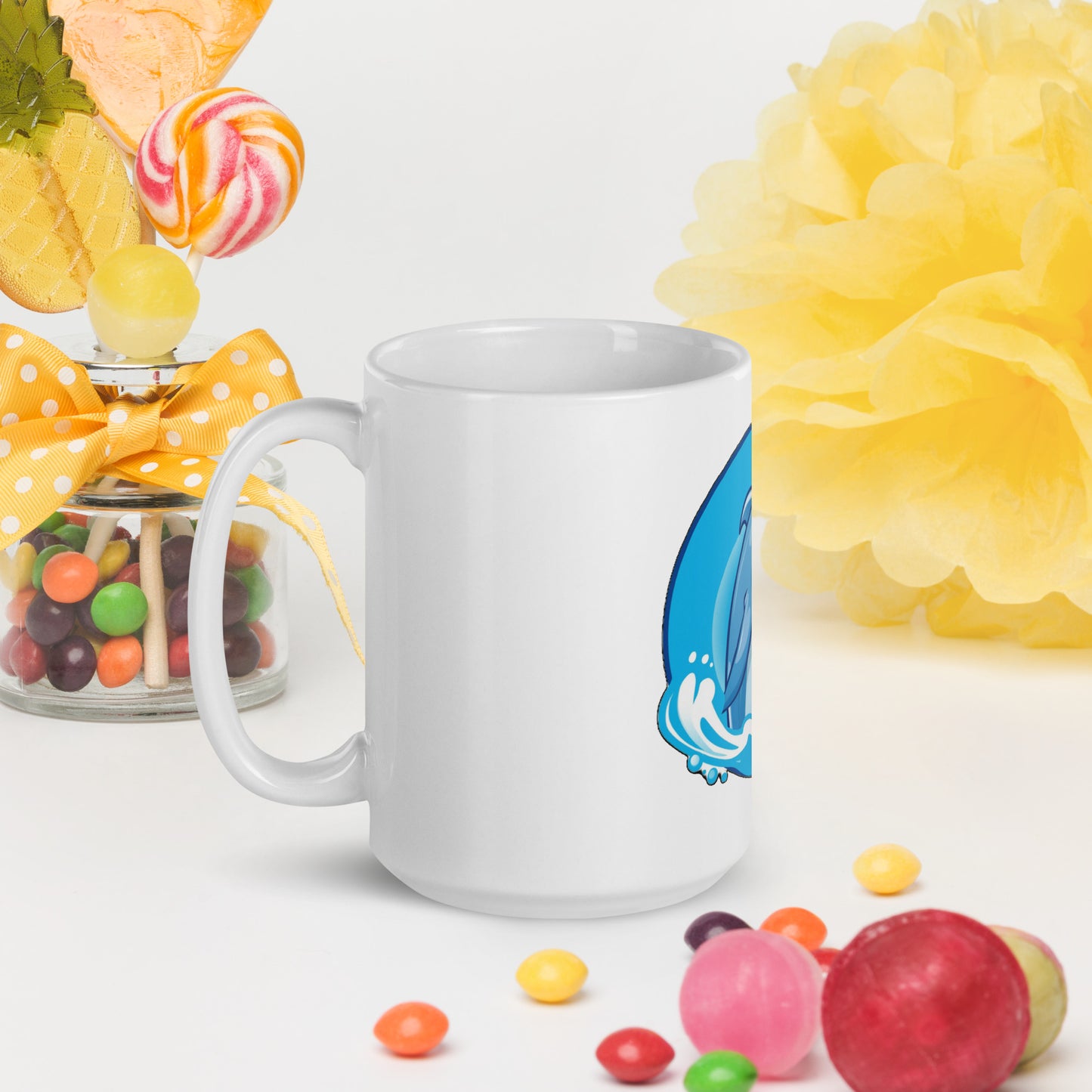 Smiling Dolphin White Glossy Mug
