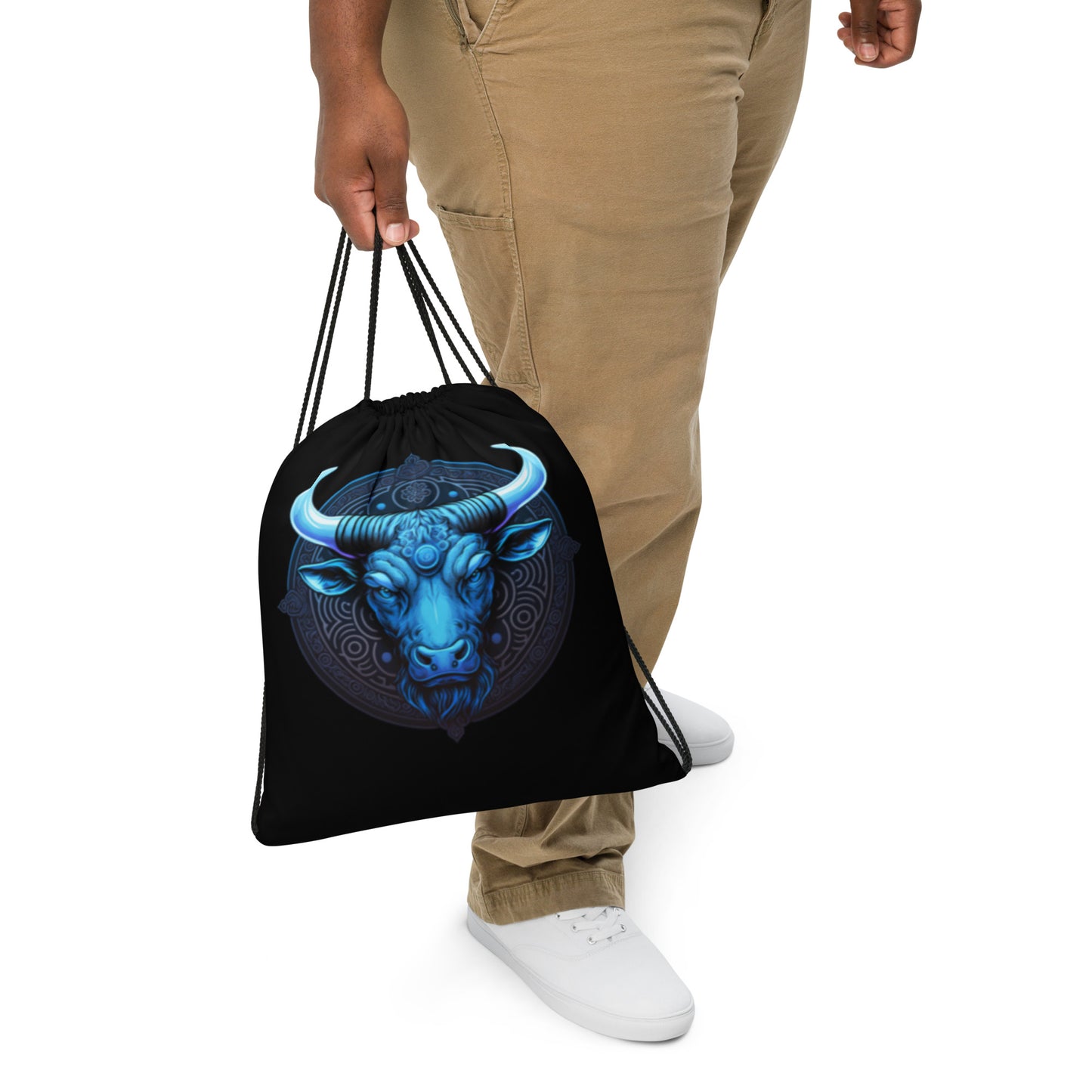 Blue Bull Drawstring Bag