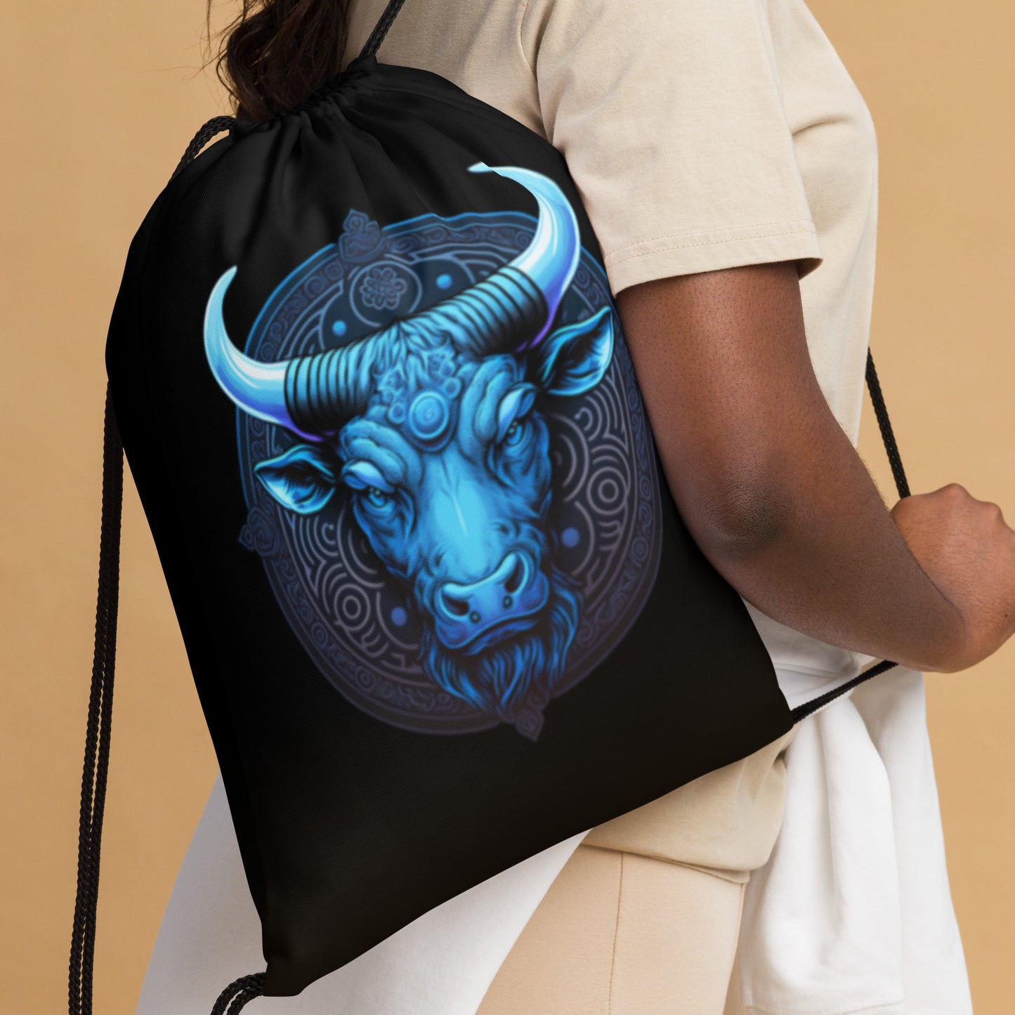 Blue Bull Drawstring Bag