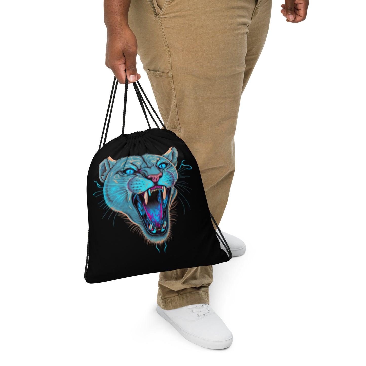 Static Cougar Drawstring Bag