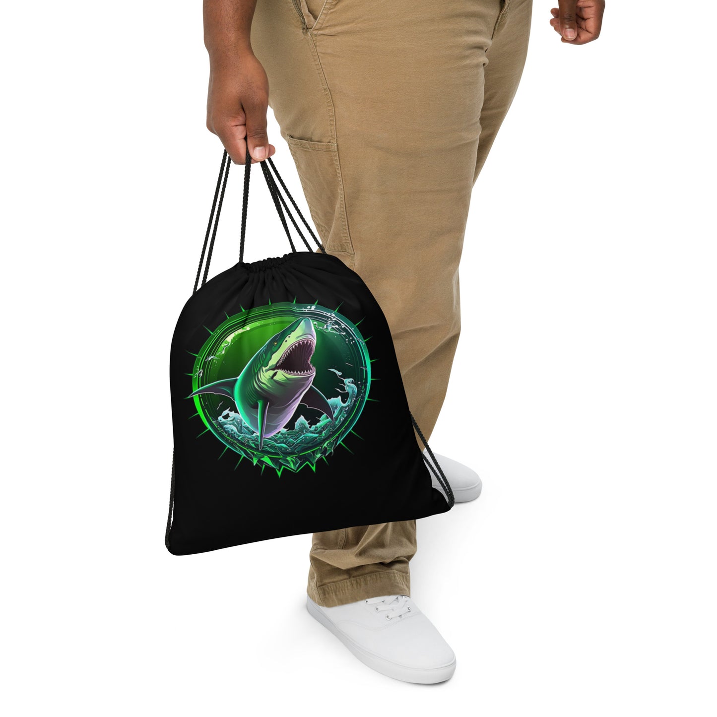 Seditious Shark Drawstring Bag