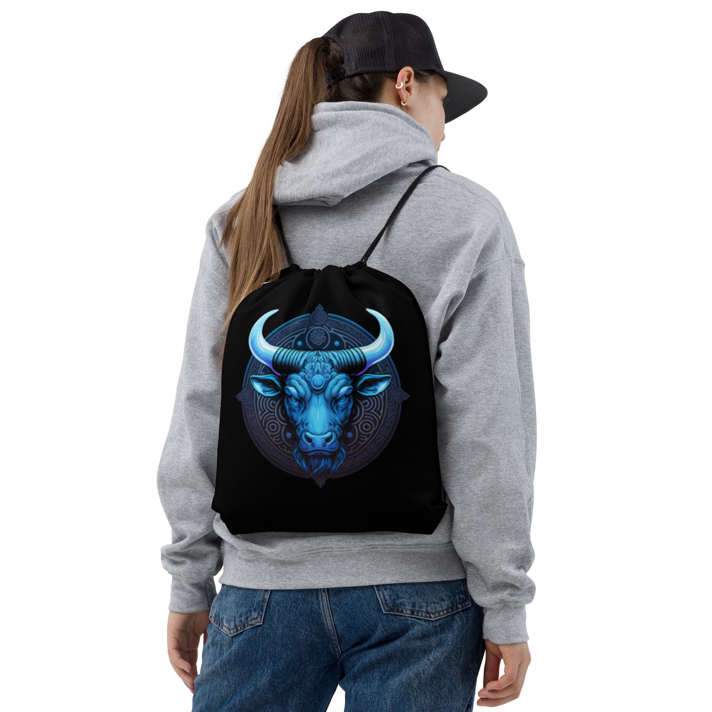Blue Bull Drawstring Bag