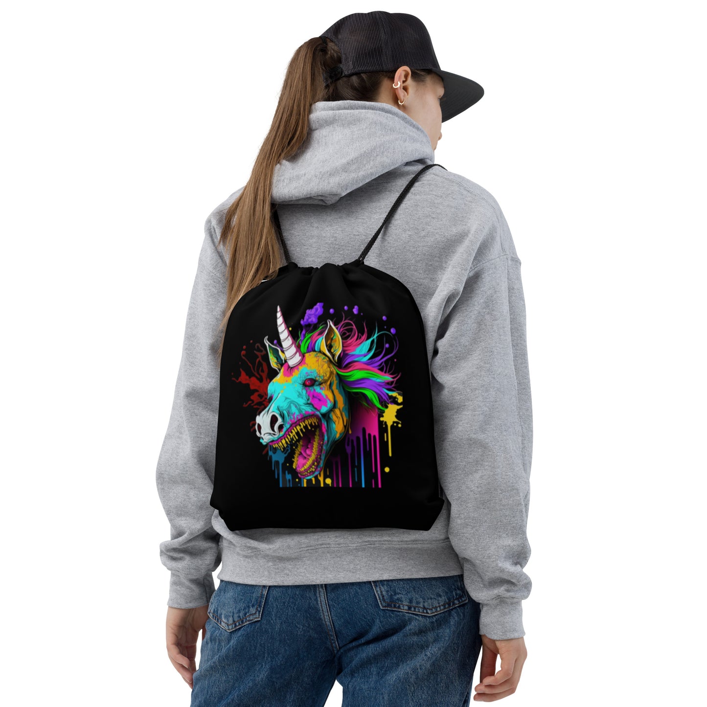 Zombie Unicorn Drawstring Bag