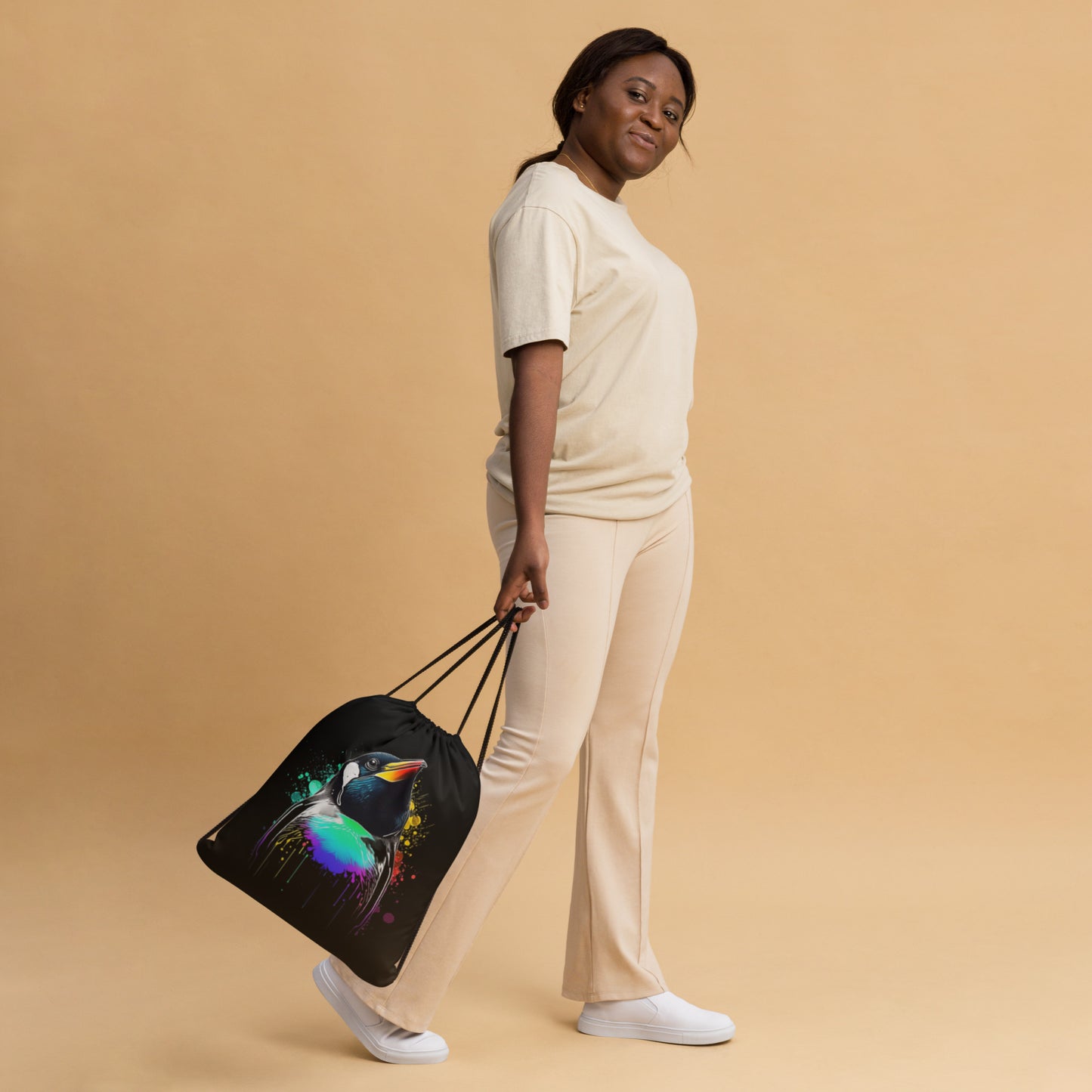 Petty Penguin Drawstring Bag
