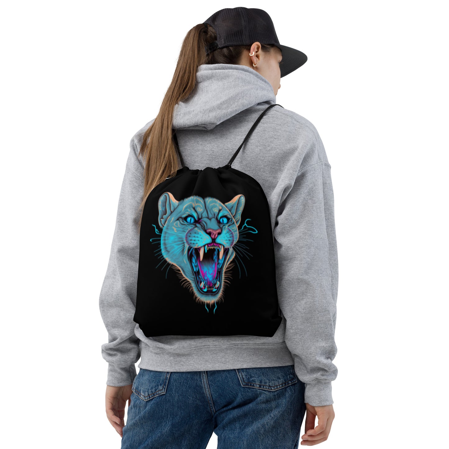 Static Cougar Drawstring Bag