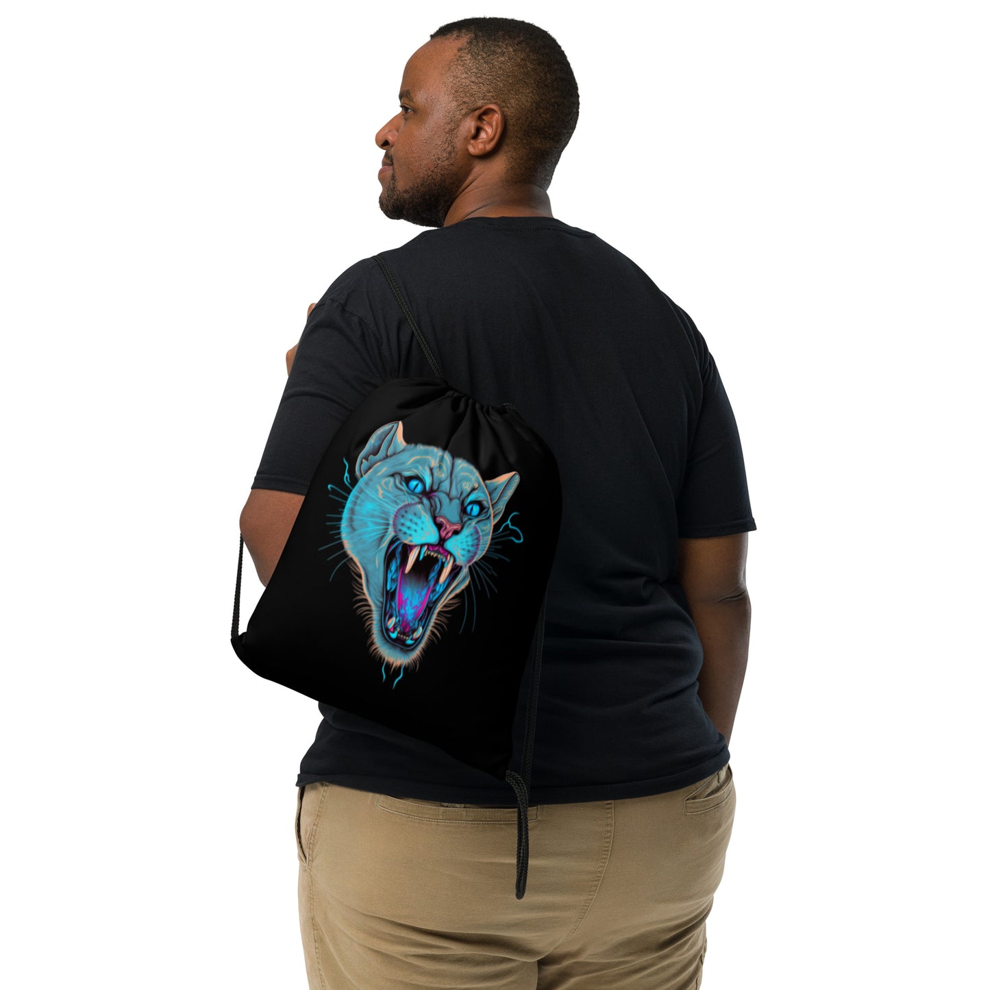 Static Cougar Drawstring Bag