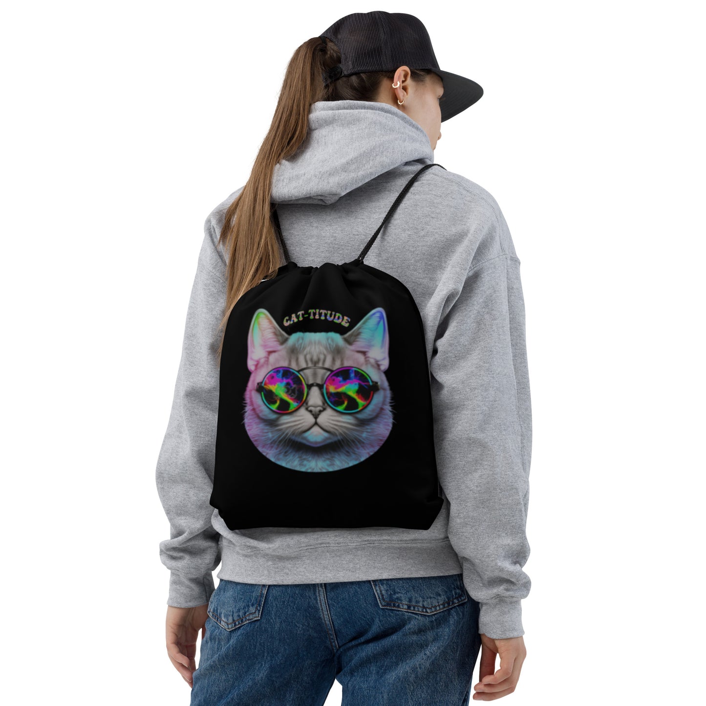 "Cat-Titude" Drawstring Bag