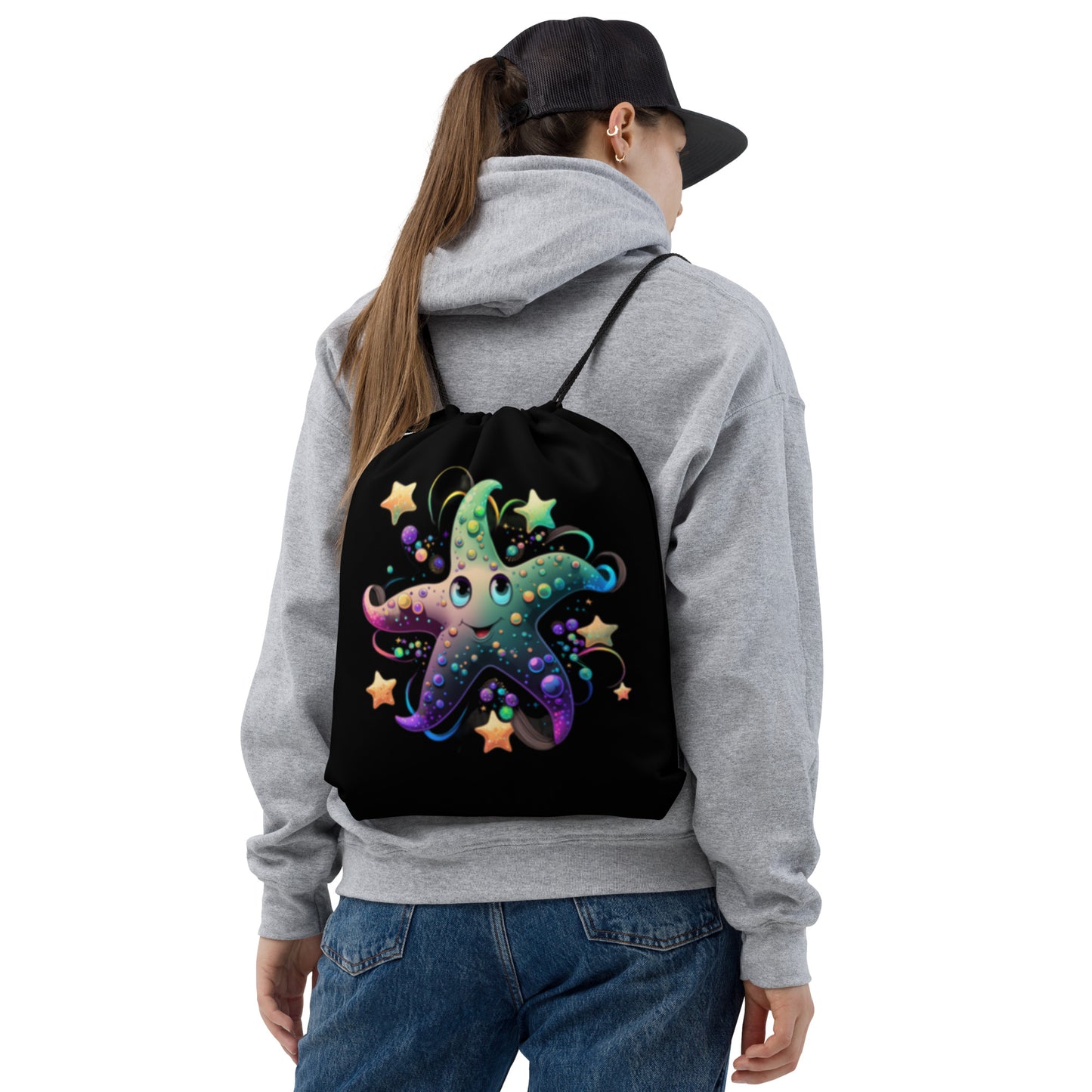 Smiling Starfish Drawstring Bag