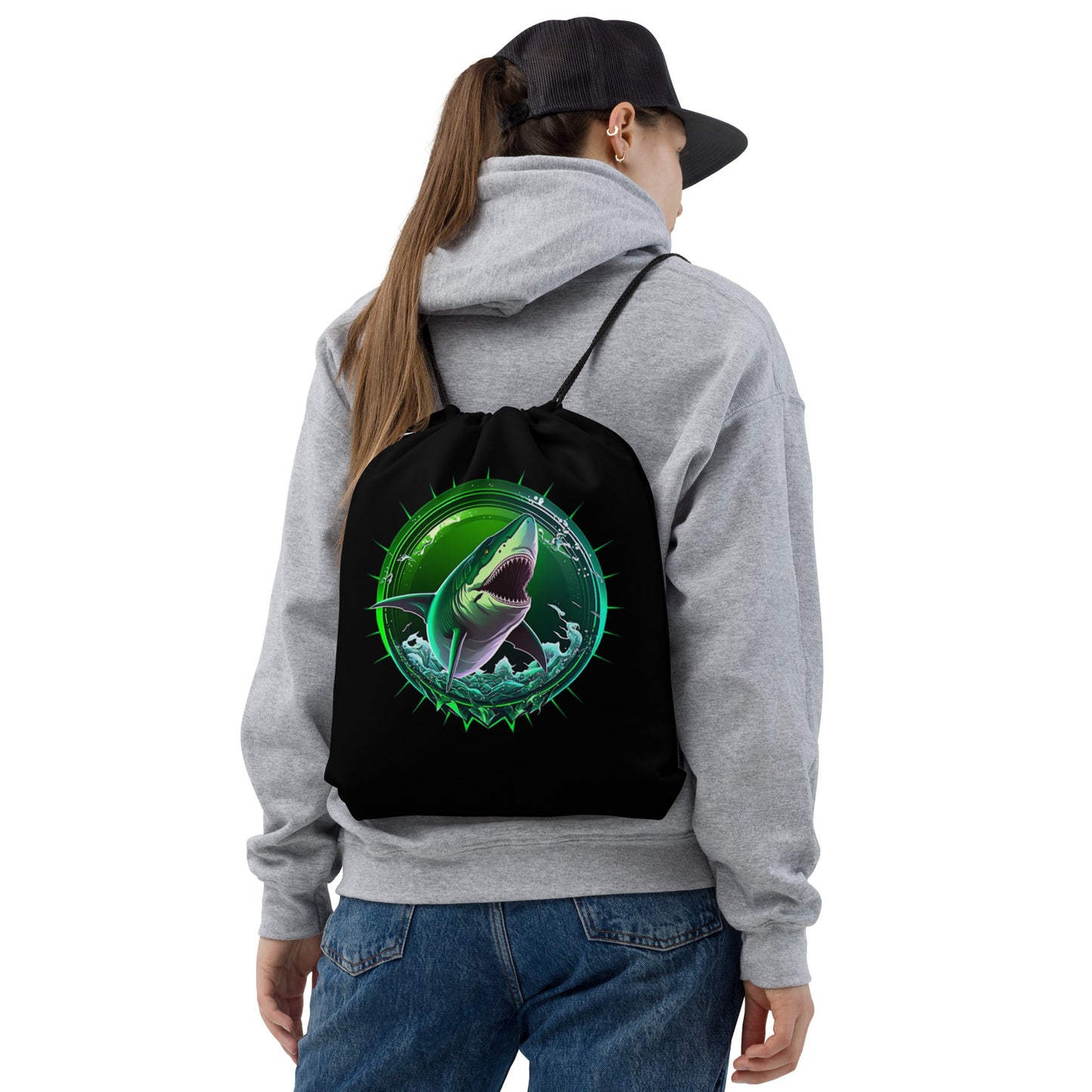 Seditious Shark Drawstring Bag