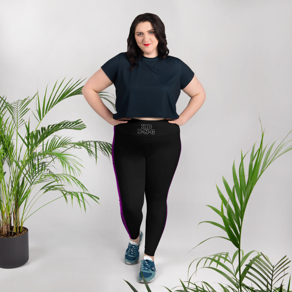 KBBNG Purple Stripe Plus Size Leggings