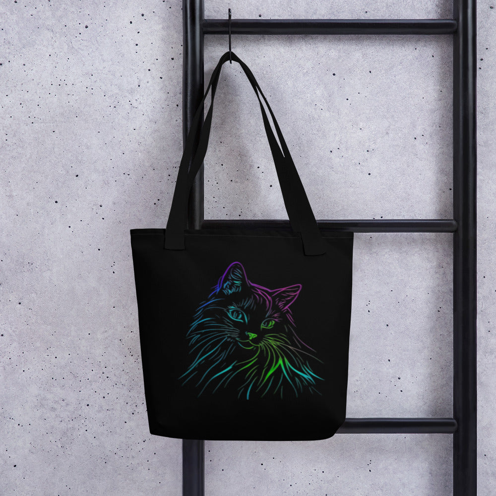 Neon Cat Tote Bag