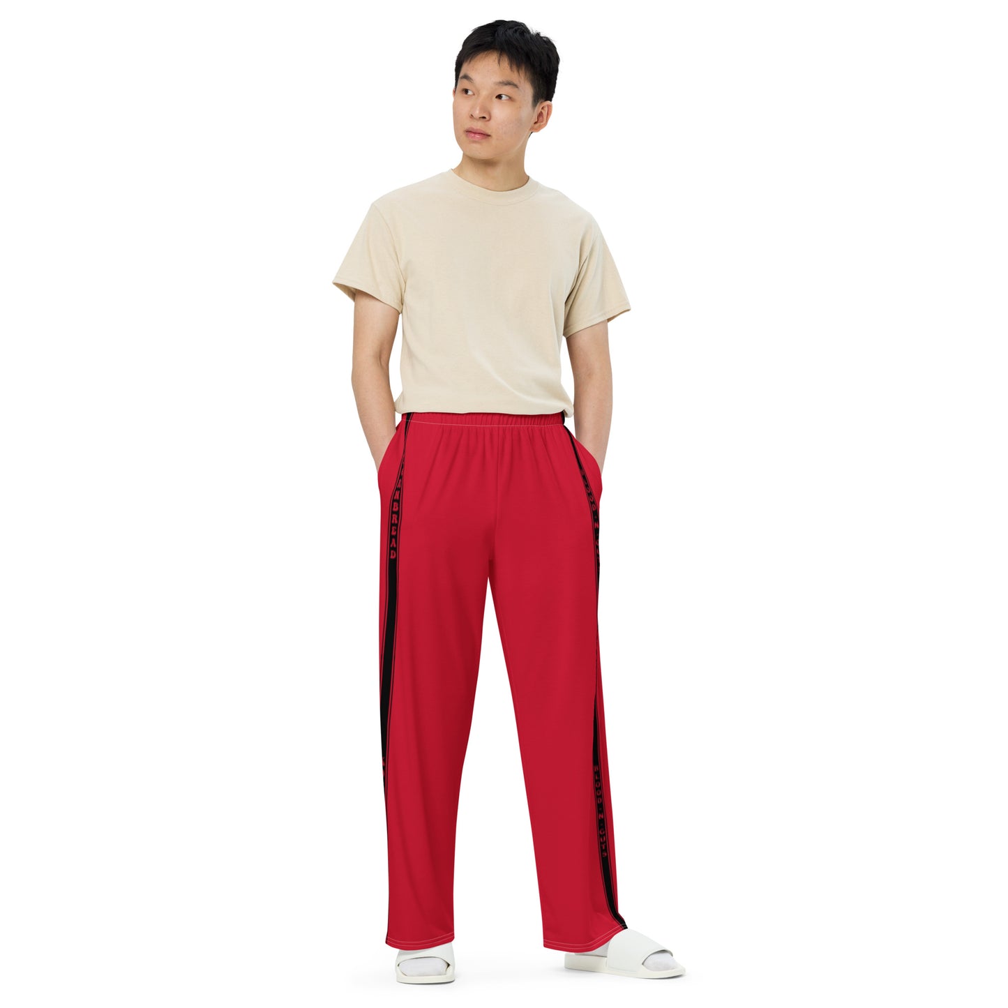 Red KBBNG Stripe Wide-Leg Pants