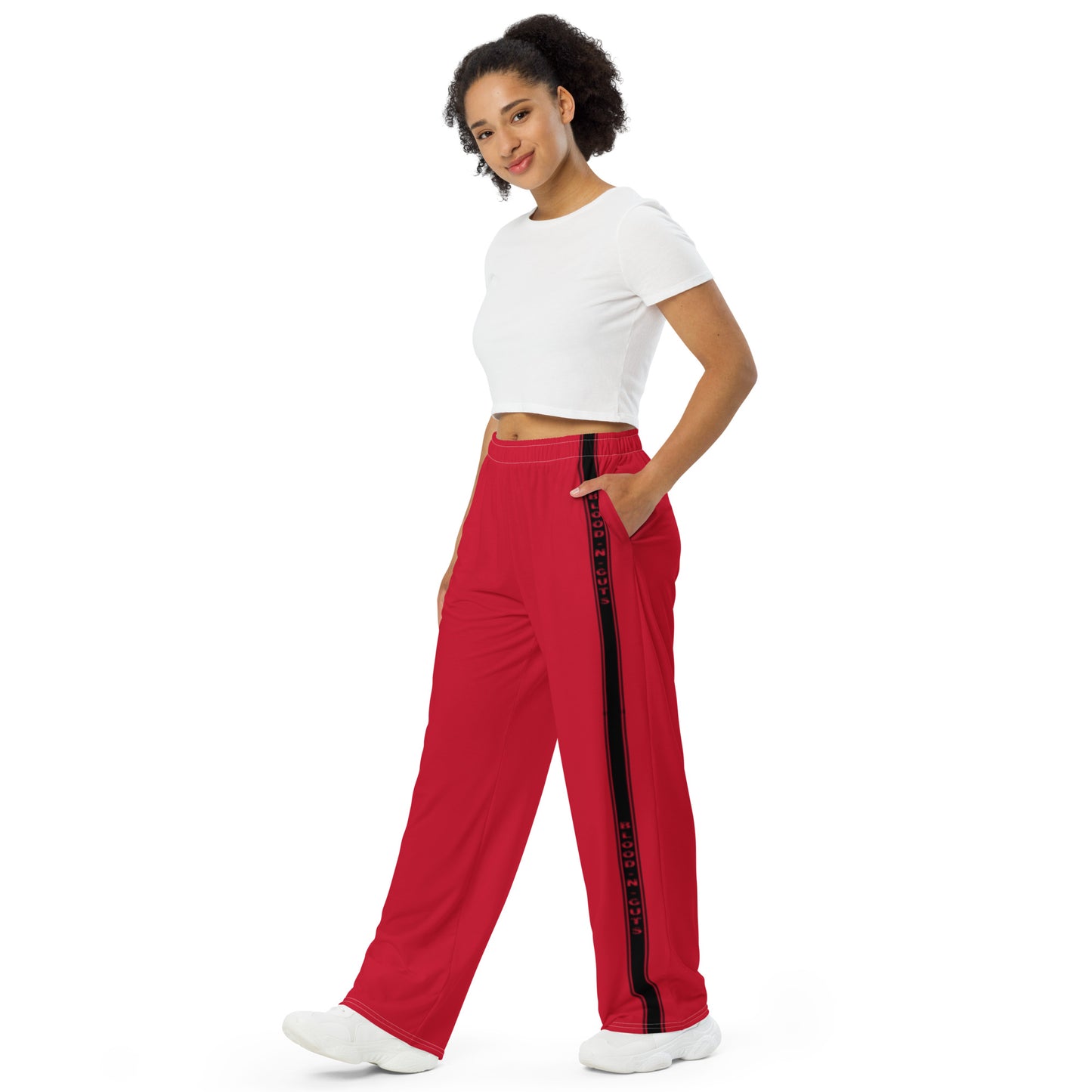 Red KBBNG Stripe Wide-Leg Pants