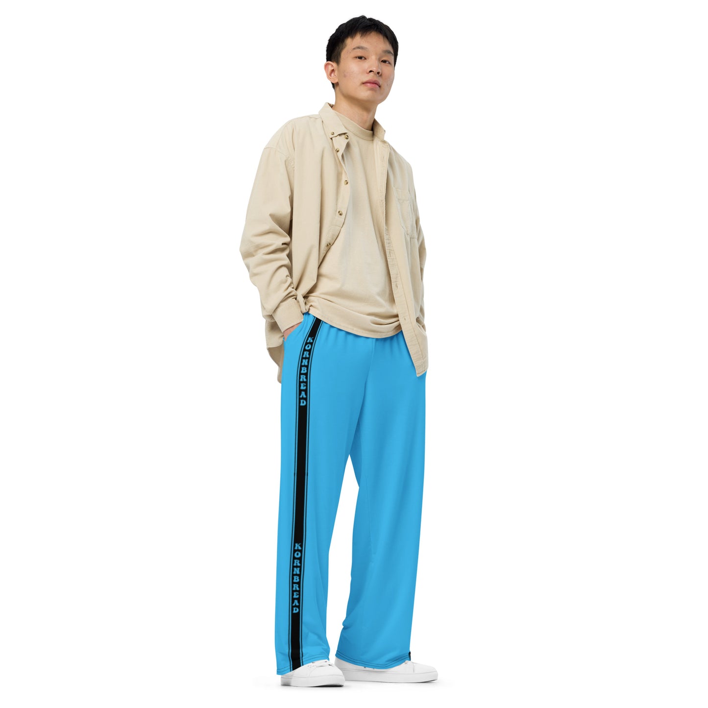 Deep Sky Blue KBBNG Stripe Wide-Leg Pants