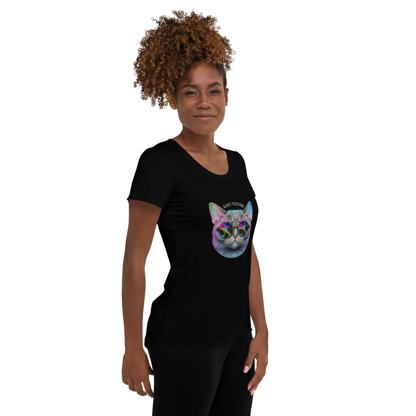 "Cat-Titude" Women's Athletic T-Shirt