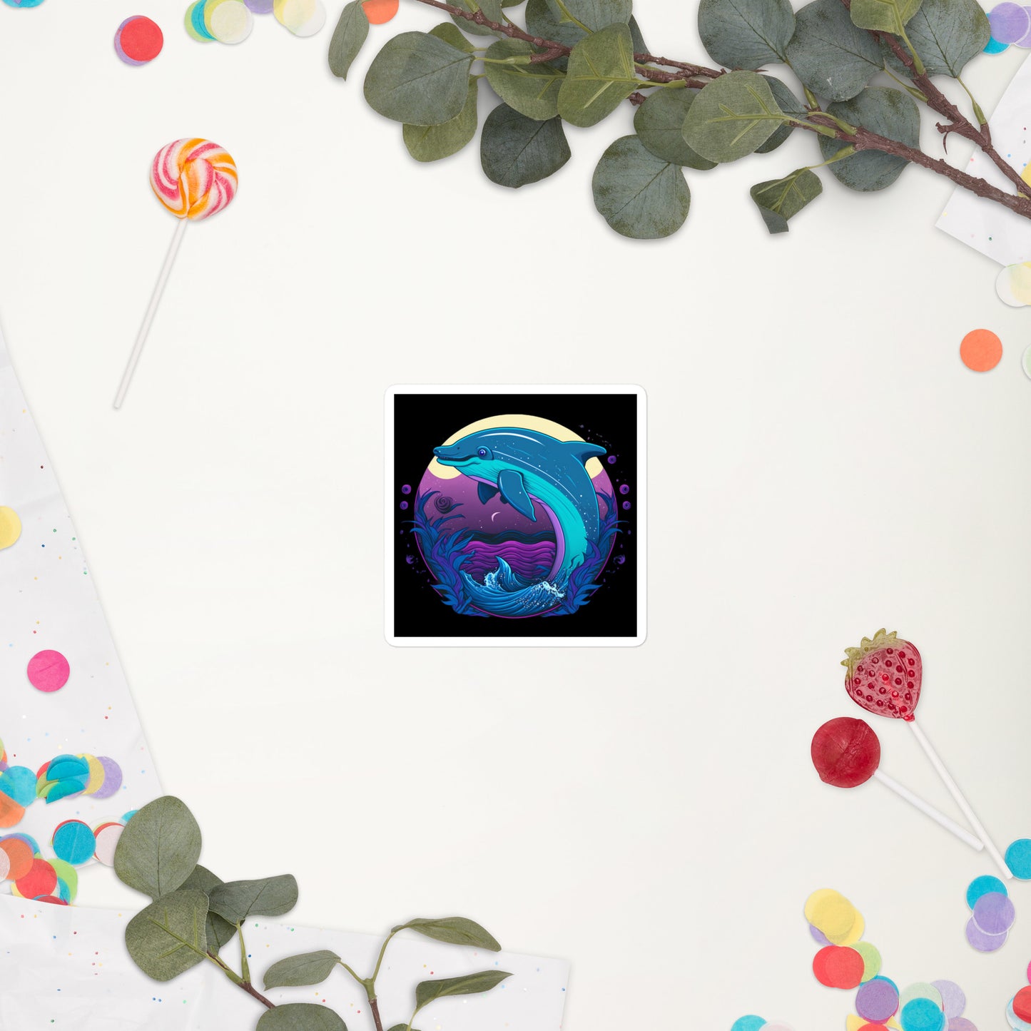 Delightful Dolphin Bubble-Free Stickers