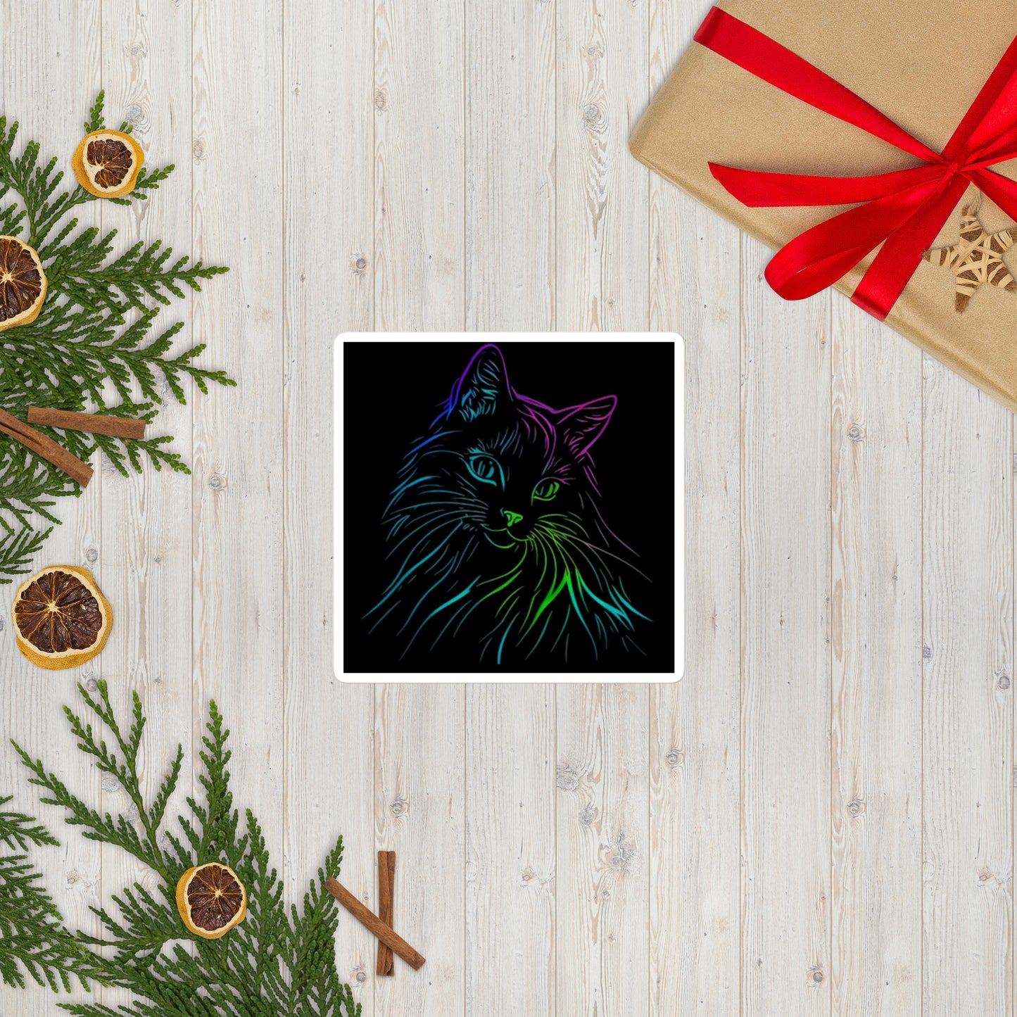 Neon Cat II Bubble-Free Stickers