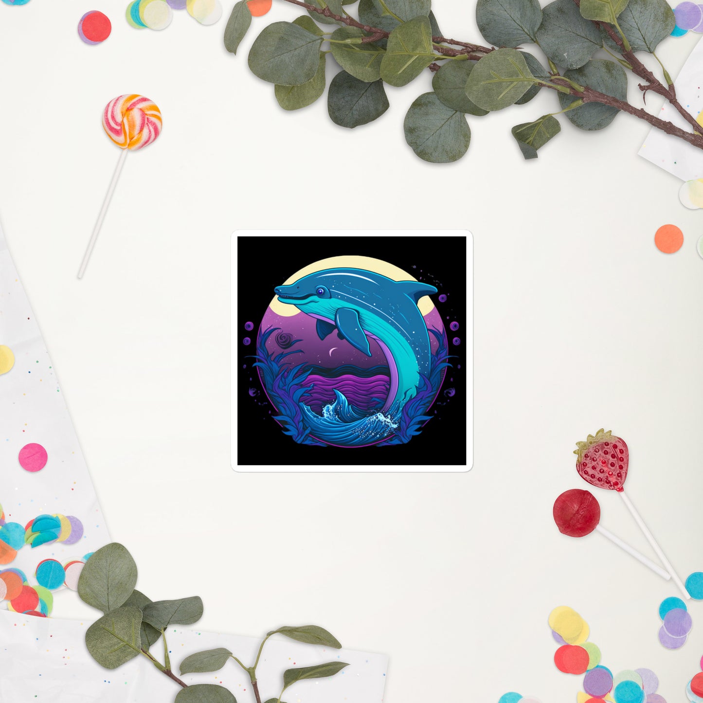 Delightful Dolphin Bubble-Free Stickers