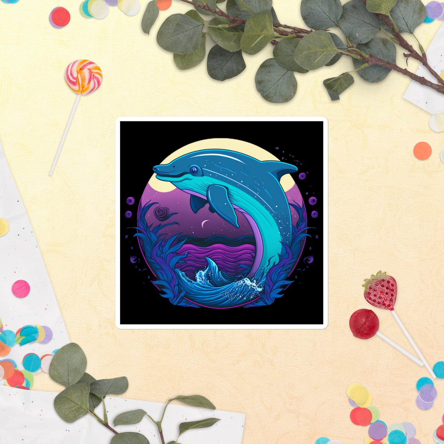 Delightful Dolphin Bubble-Free Stickers