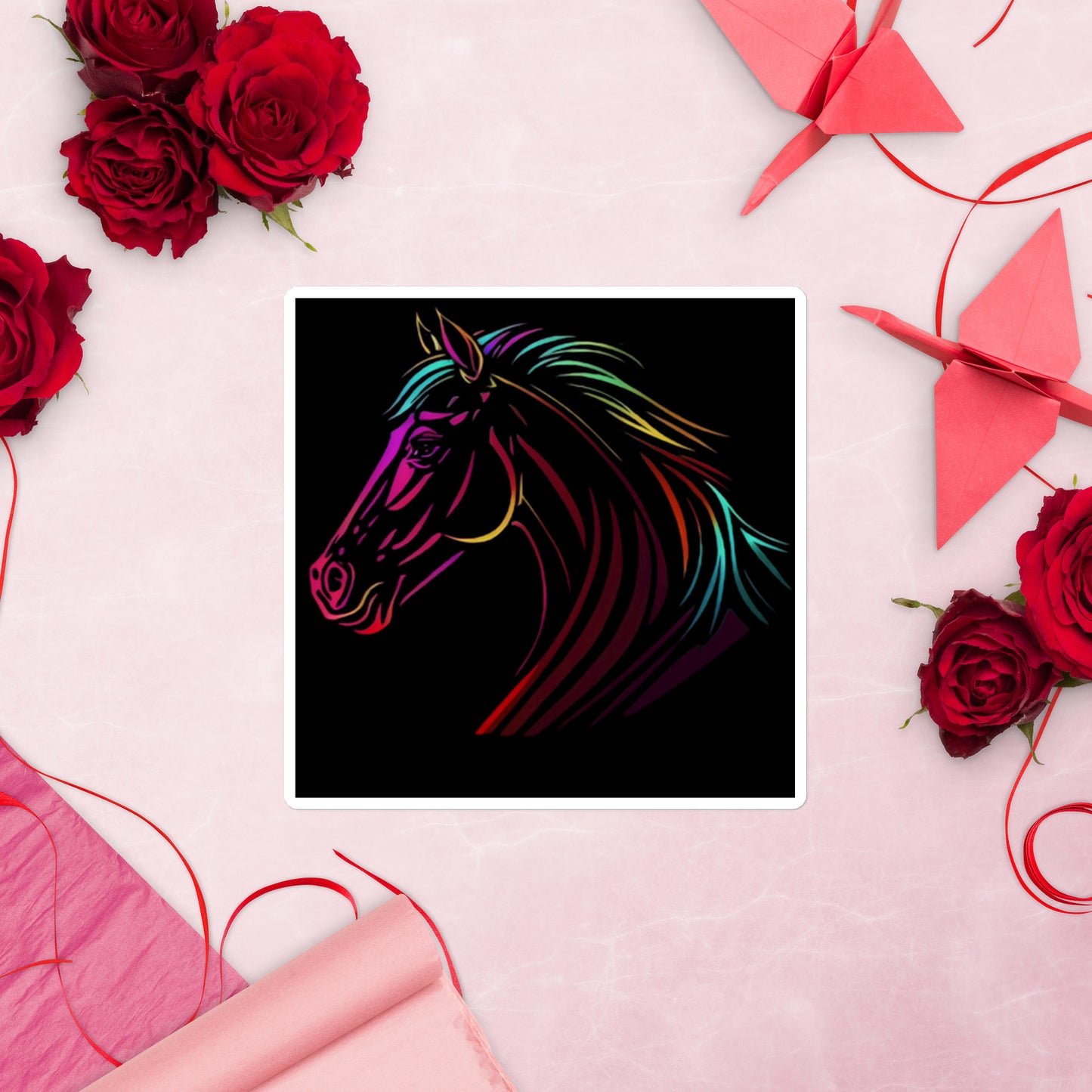 Neon Horse Bubble-Free Stickers