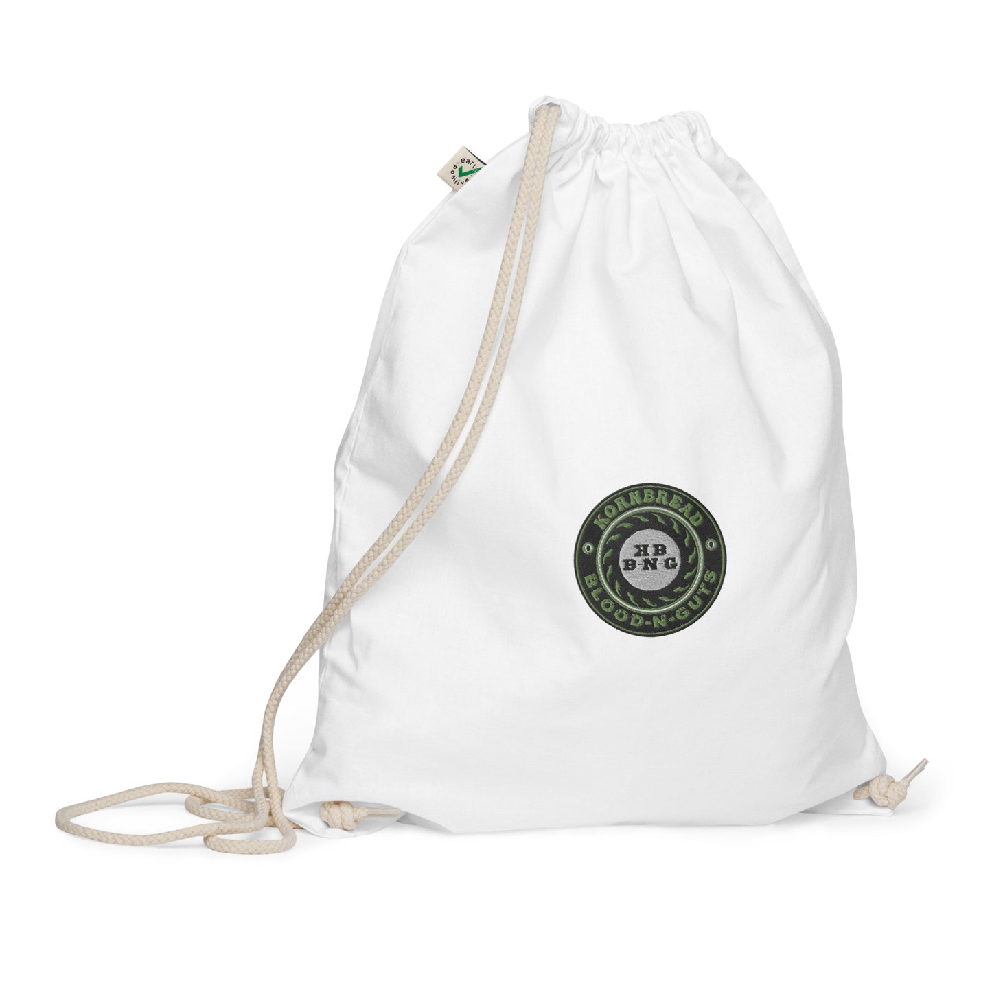 KBBNG Embroidered Badge Organic Cotton Drawstring Bag