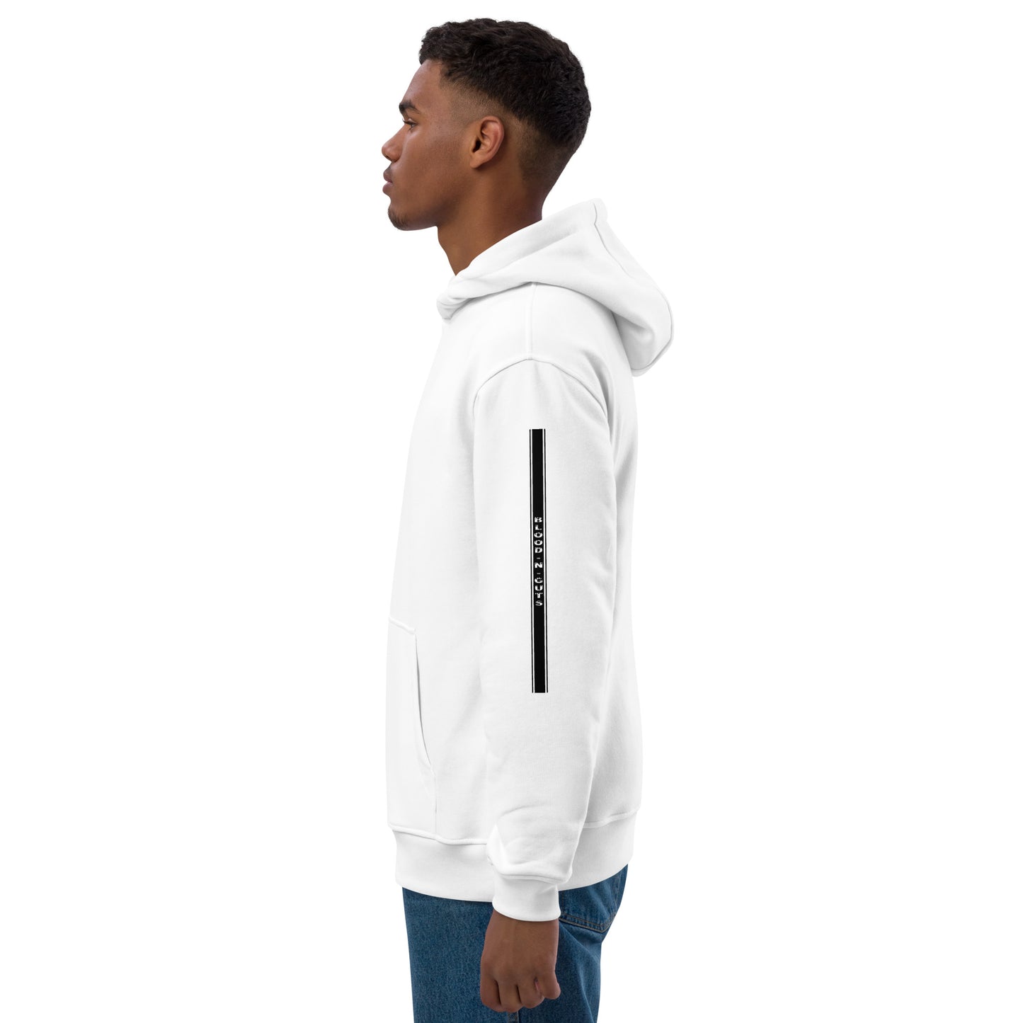 White KBBNG Stripe Premium Eco Hoodie