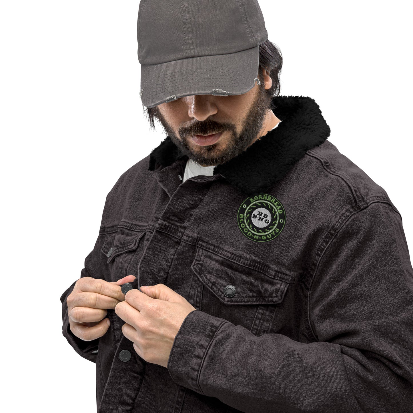 KBBNG Badge Denim Sherpa Jacket