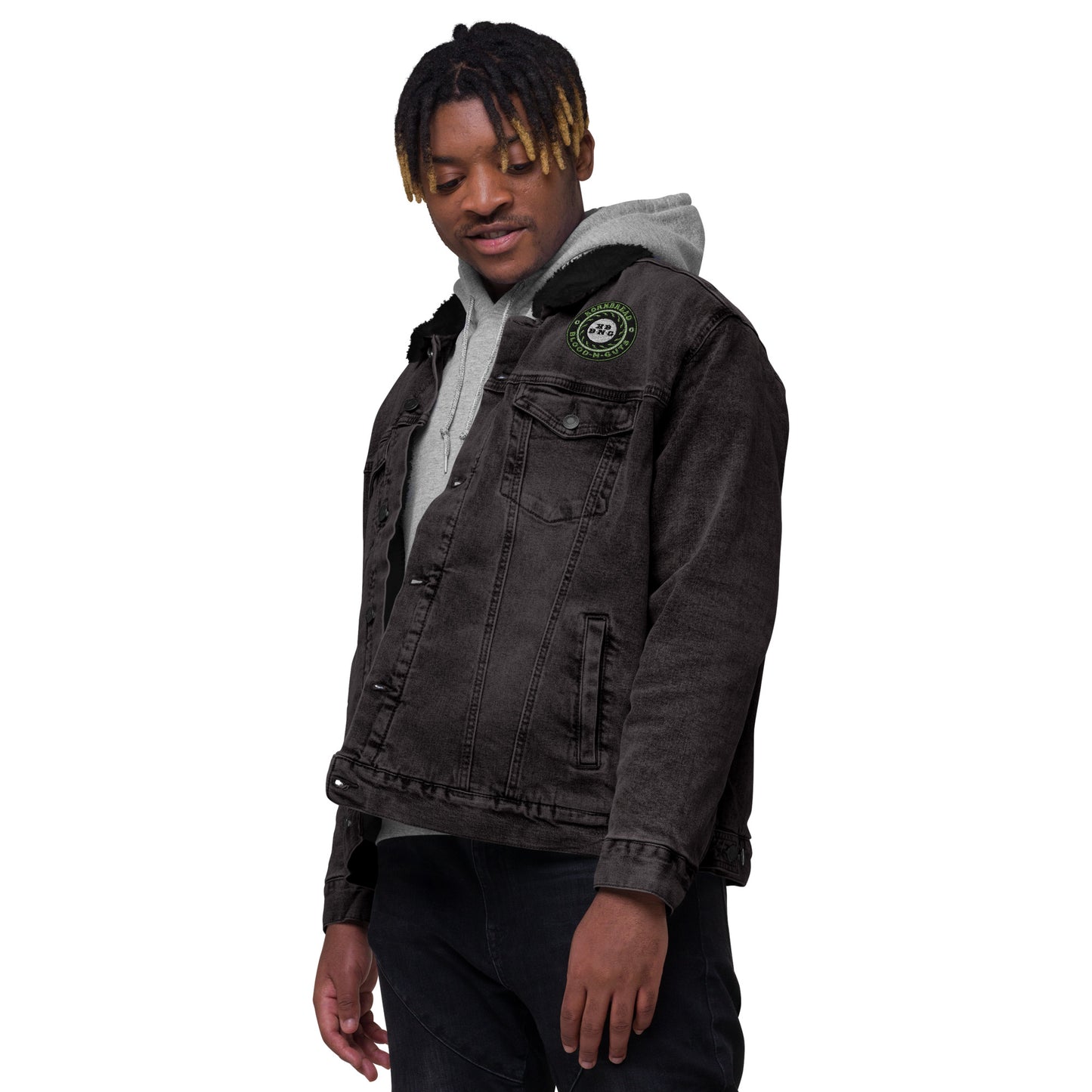 KBBNG Badge Denim Sherpa Jacket