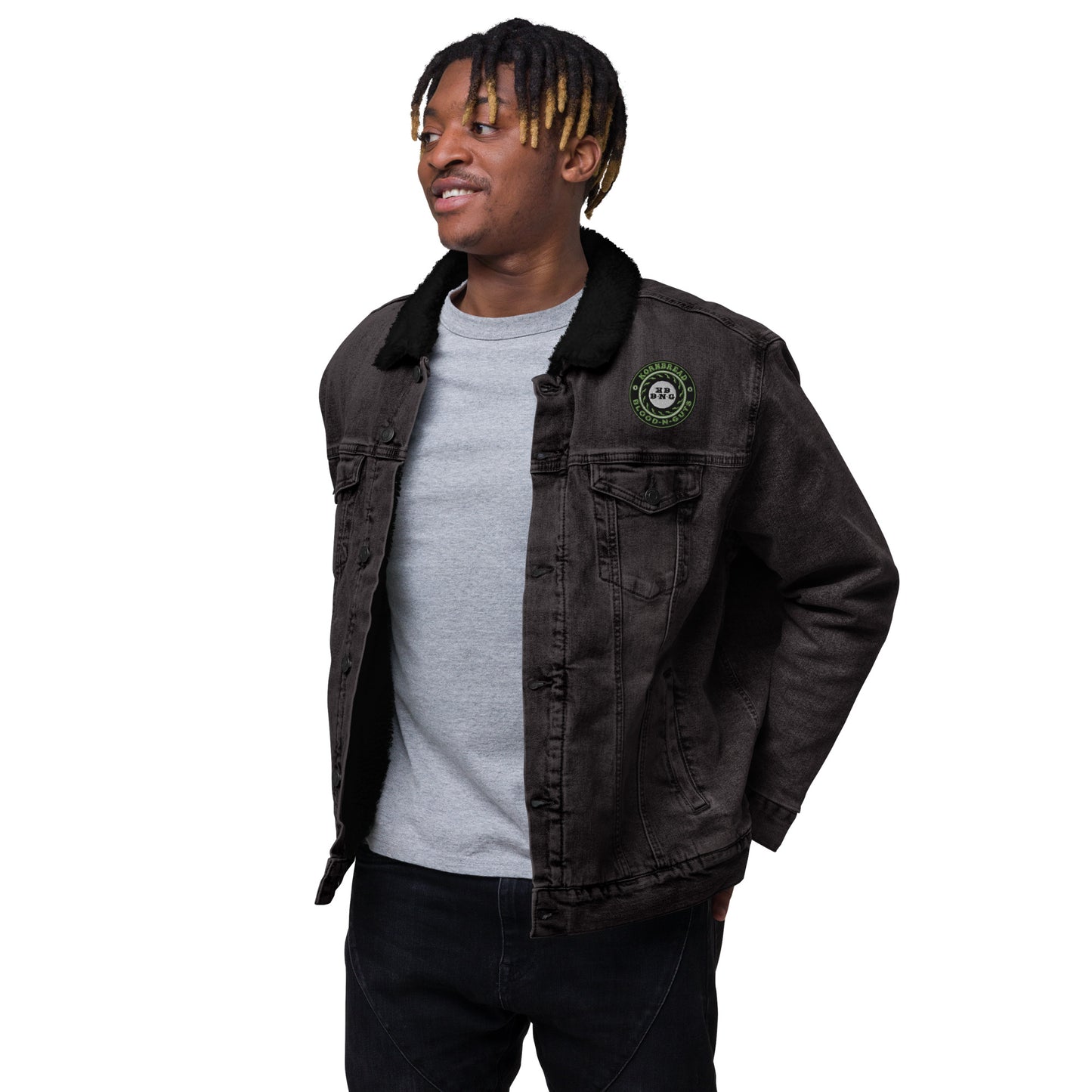 KBBNG Badge Denim Sherpa Jacket