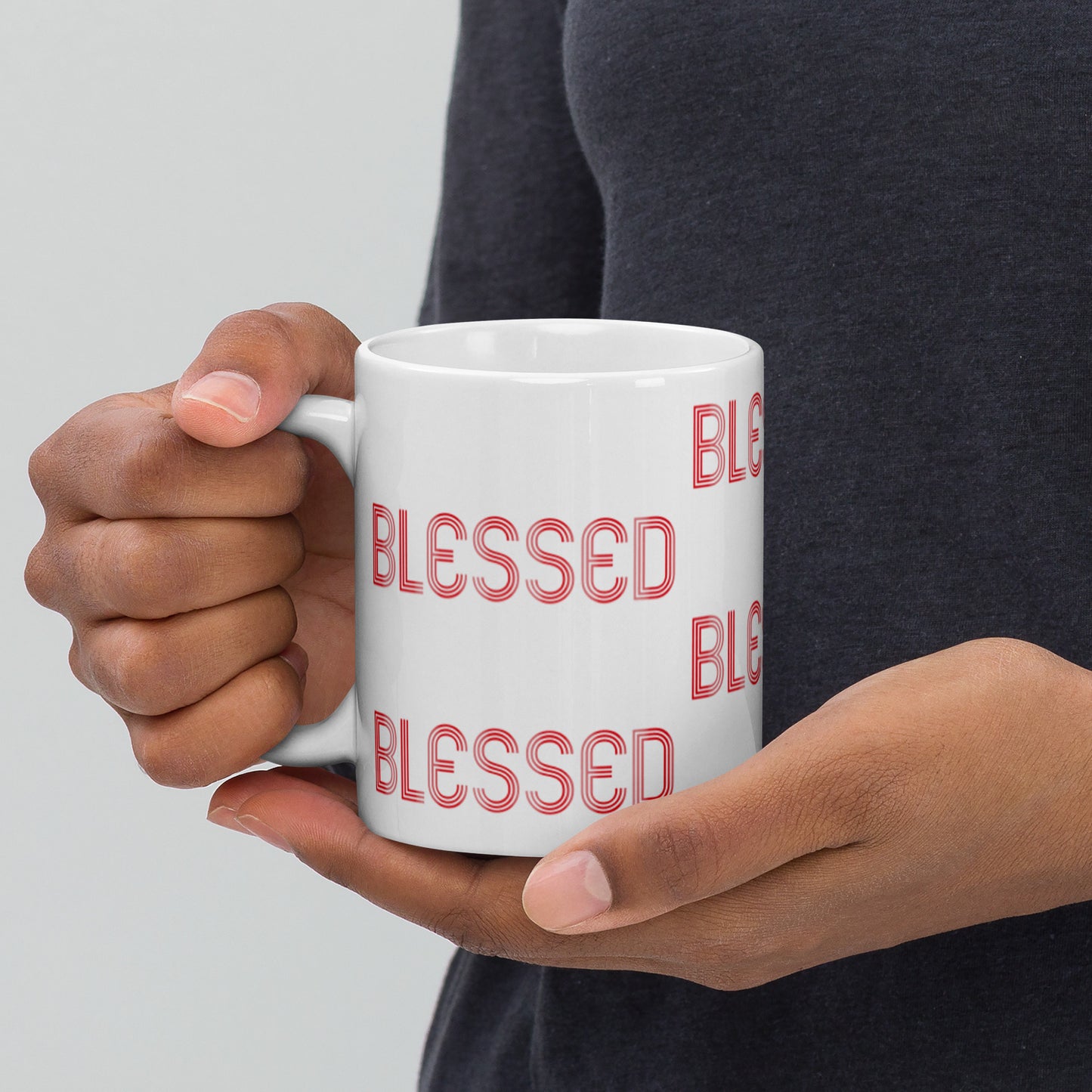 Blessed White Glossy Mug