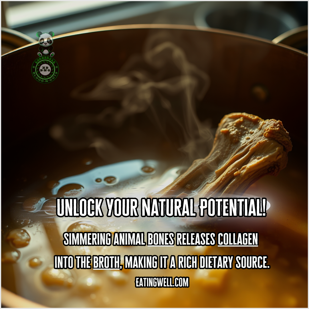 Simmering animal bones releases collagen into the broth, making it a rich dietary source. Eatingwell.com